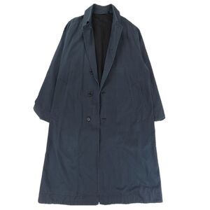 UNIQLO U Single Breasted Coat Trench Military Jacket Navy Blue Minimal Old Money